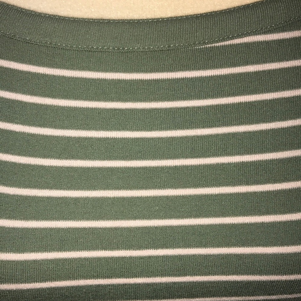 Time and Tru Sage Green Striped Long Sleeve Tee Lg - Picture 2 of 7